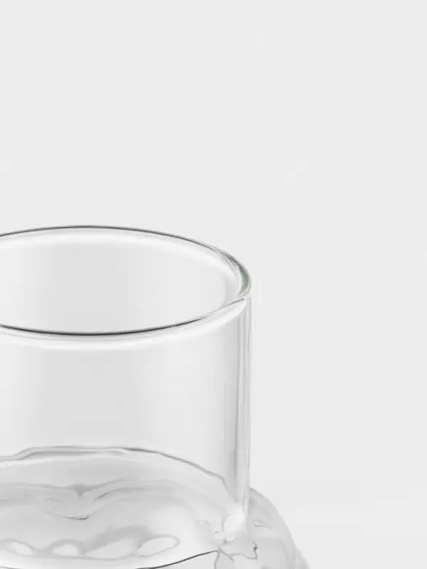 Графин &laquo;Рельеф&raquo;, 1 л, 13&times;24 см, со стаканом 350 мл, с бамбуковой крышкой, стекло, прозрачный