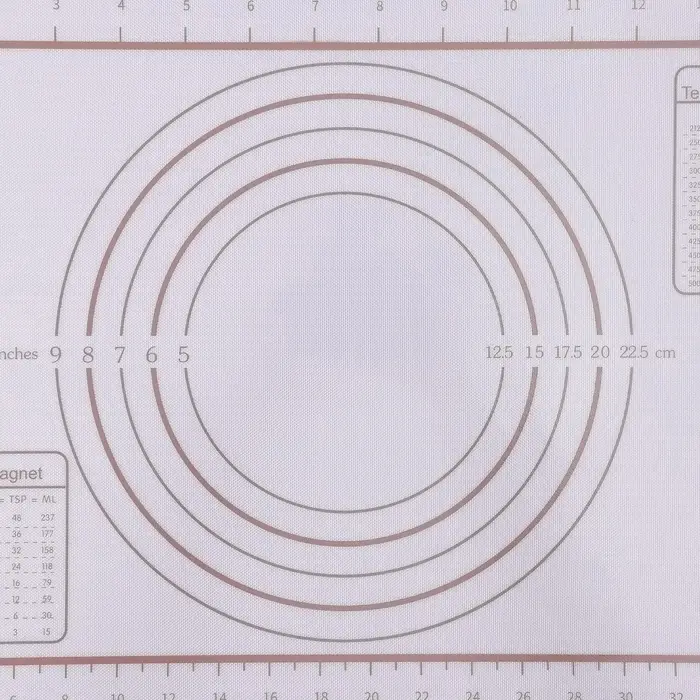 Коврик для выпечки и раскатки теста с разметкой, армированный, силикон, 42&times;29.5 см, белый