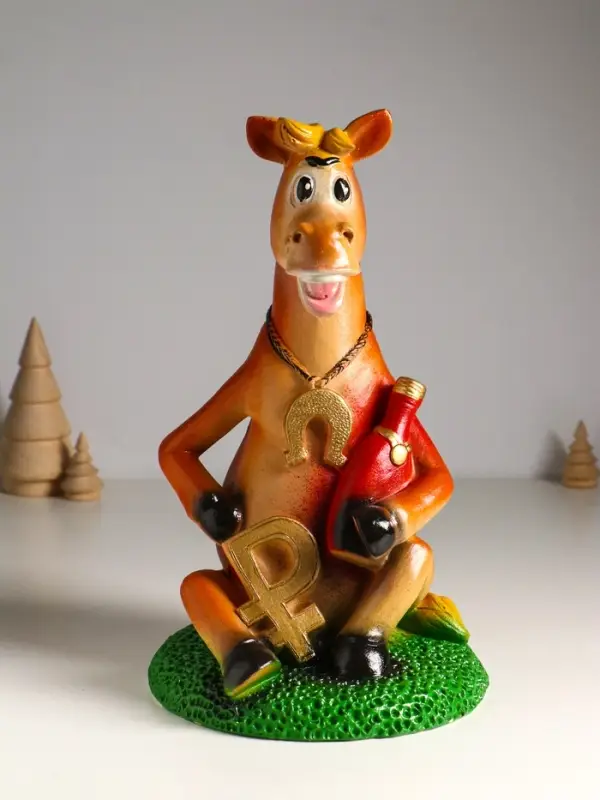 Копилка "Конь с подковой" 31х18,5х19 см, цветной, гипс