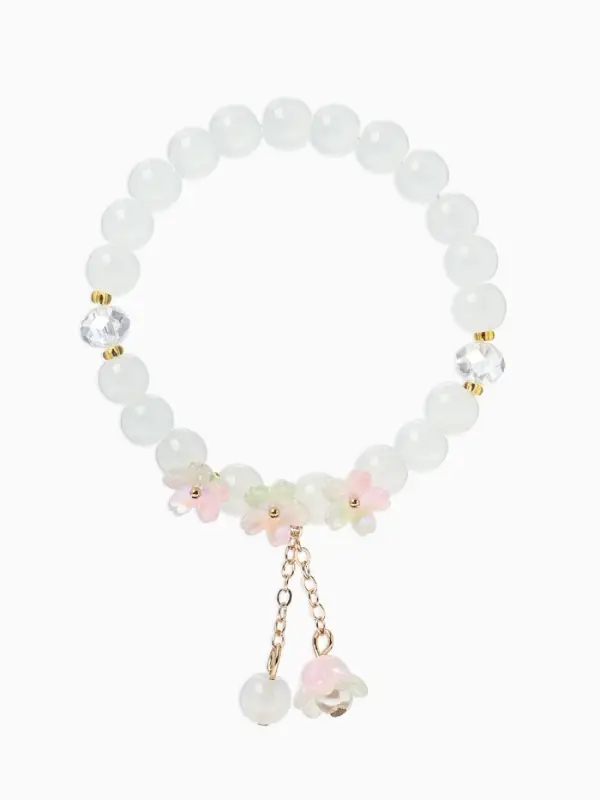 Браслет &laquo;Цветы Незабудки&raquo;, d=6 см, шар №8, белый, розовый