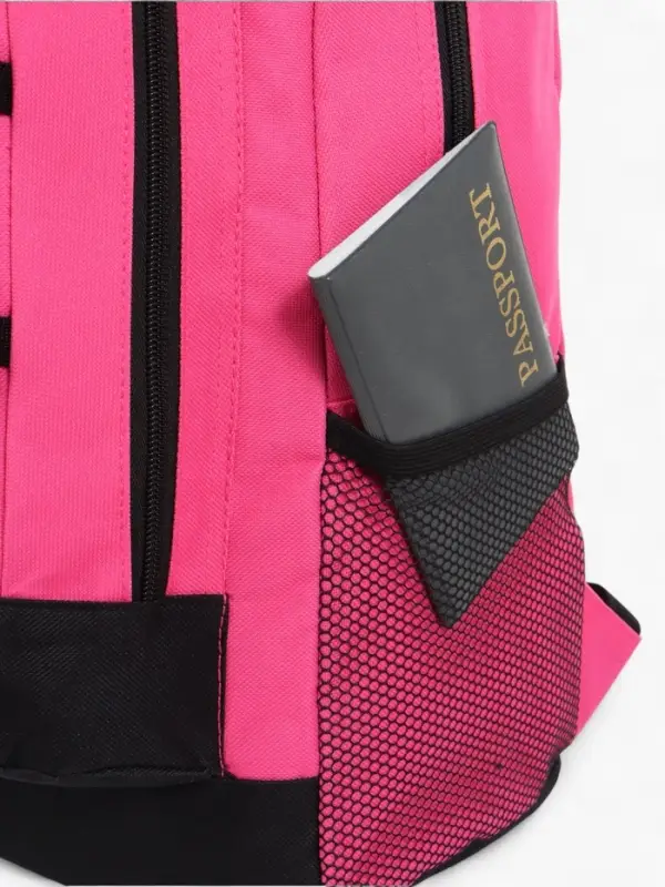 Рюкзак школьный на молнии, с карманами, размер 33&times;18&times;45 см, чёрный/розовый