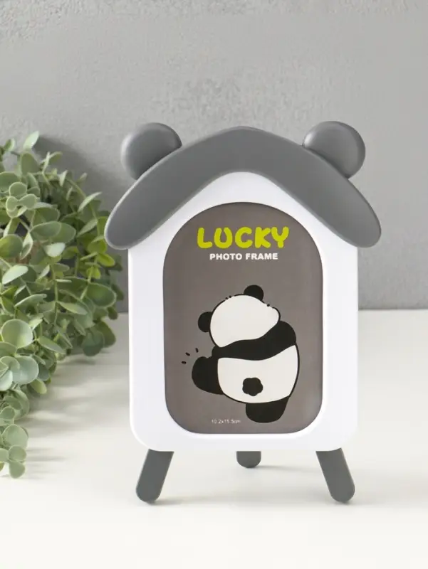Фоторамка пластик 10х15 см "Домик с ушками мишки" бело-серый 2х16,7х23,5 см