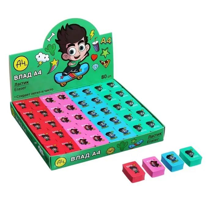 Ластик дизайн «Влад А4», 28 х 18 х 9 мм, МИКС Ластик дизайн «Влад А4», 28 х 18 х 9 мм, МИКС