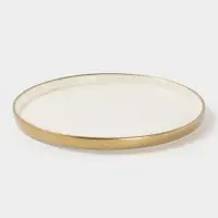 Блюдо фарфоровое сервировочное с бортиком Magistro Poursephona, d=25.5 см, бежевый