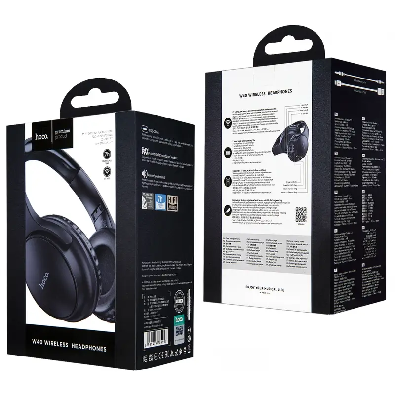 Наушники W40 Wireless Headphones HOCO черные Наушники W40 Wireless Headphones HOCO черные