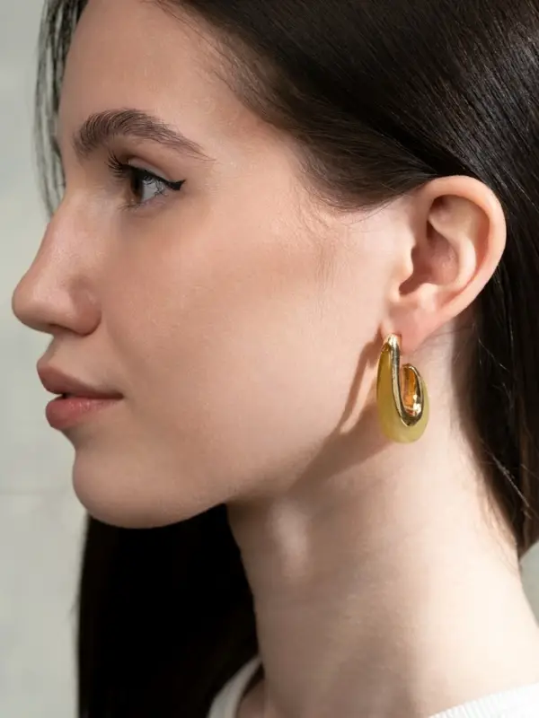 Серьги акрил &laquo;Петля&raquo;, жёлтые в золоте