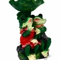 Садовая фигура - поилка из полистоуна &laquo;Лягушки на камне&raquo;, 20&times;17&times;29 см