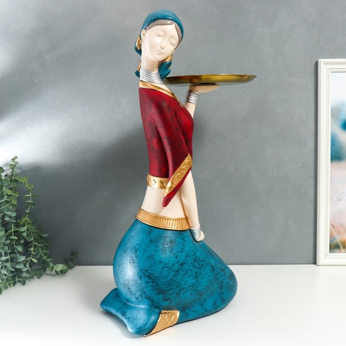 Сувенир полистоун подставка  Сувенир полистоун подставка "Девушка в африканском наряде" d=23 см 68х40,5х26 см