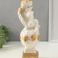 Фигура гипс &laquo;Ангел на шаре&raquo;, белый, 37&times;12&times;12 см