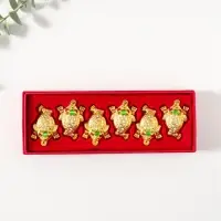 Нэцкэ металл "Денежная жаба с монетой" золото набор 6 шт 4х5,4х2 см