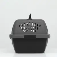 Переноска для животных, 40&times;32&times;26, с пластиковой дверью, серая