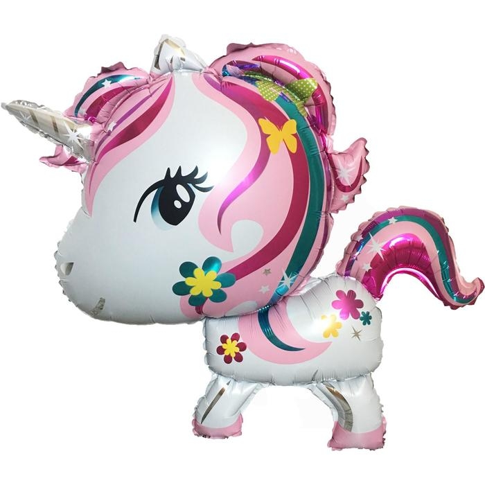 Шар фольгированный 36 Шар фольгированный 36" «Волшебный единорог в цветах», фигура, цвет розовый