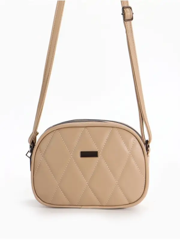 Сумка женская кросс-боди на молнии, 19&times;7&times;15 см, со стёжкой, бежевая