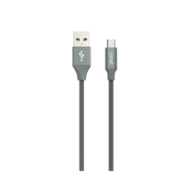 Кабель PERO DC-02, microUSB - USB, 2 А, 1 м, тканевая оплетка, серый