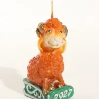 Свеча новогодняя "Овечка на санках" 4х6,5х10 см, огненный