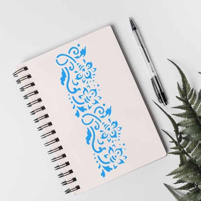 Трафарет бордюрный пластик "Сказочные цветы" 40х12 см