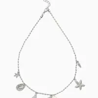 Колье "Летний вайб" морское дно, цвет белый в серебре