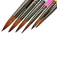 Набор кистей для рисования, пони, 6 штук: № 2, 4, 6, 8, 10, 12, круглые, с цветными ручками, пастель, международный размер