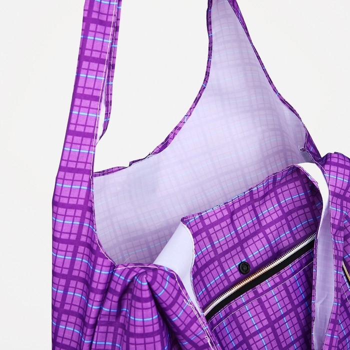 Сумка хозяйственная на кнопке, складная, цвет фиолетовый Сумка хозяйственная на кнопке, складная, цвет фиолетовый