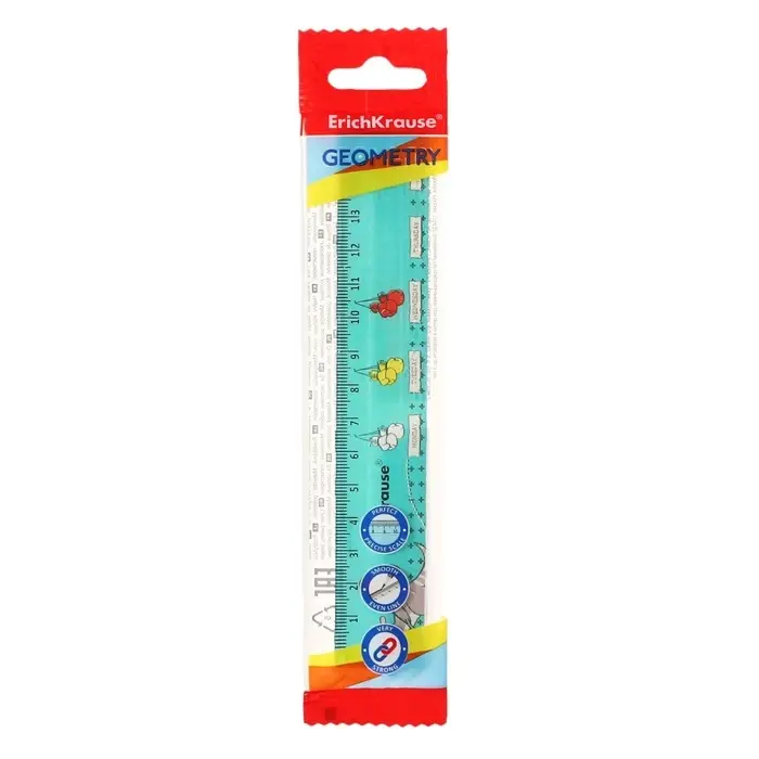 Линейка 15 см ErichKrause Линейка 15 см ErichKrause "Working Days", пластик, непрозрачная, с рисунком, европодвес