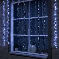 Гирлянда &laquo;Водопад&raquo; 2&times;1.5 м, IP44, УМС, прозрачная нить, 400 LED, свечение белое, 8 режимов, 220 В