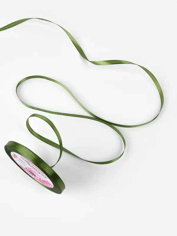 Лента атласная, 6 мм, 23±1 м, насыщенно-зелёная №113 Лента атласная, 6 мм, 23±1 м, насыщенно-зелёная №113