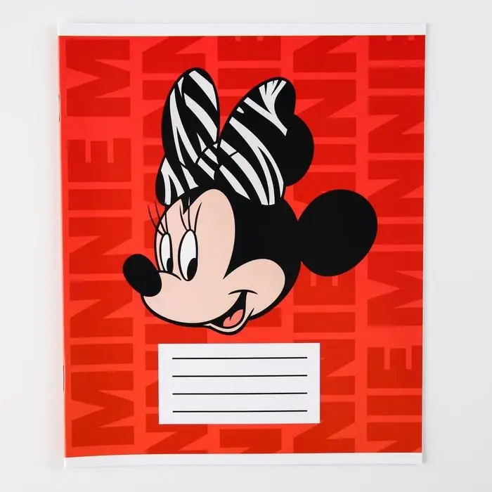 Тетрадь в клетку 12 листов, 5 видов МИКС, обложка мелованный картон, &laquo;Минни Маус&raquo;