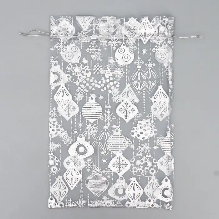 Мешочек подарочный органза «Новогодние игрушки», 20 х 30 см +/- 1.5 см Мешочек подарочный органза «Новогодние игрушки», 20 х 30 см +/- 1.5 см
