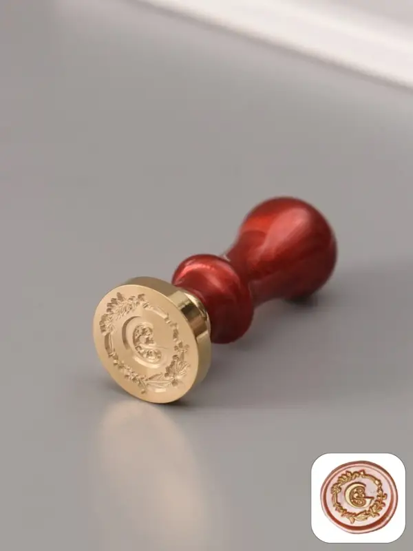 Печать для сургуча с пластиковой ручкой &laquo;Венок с буквой C&raquo;, 2.5&times;2.5&times;6.3 см
