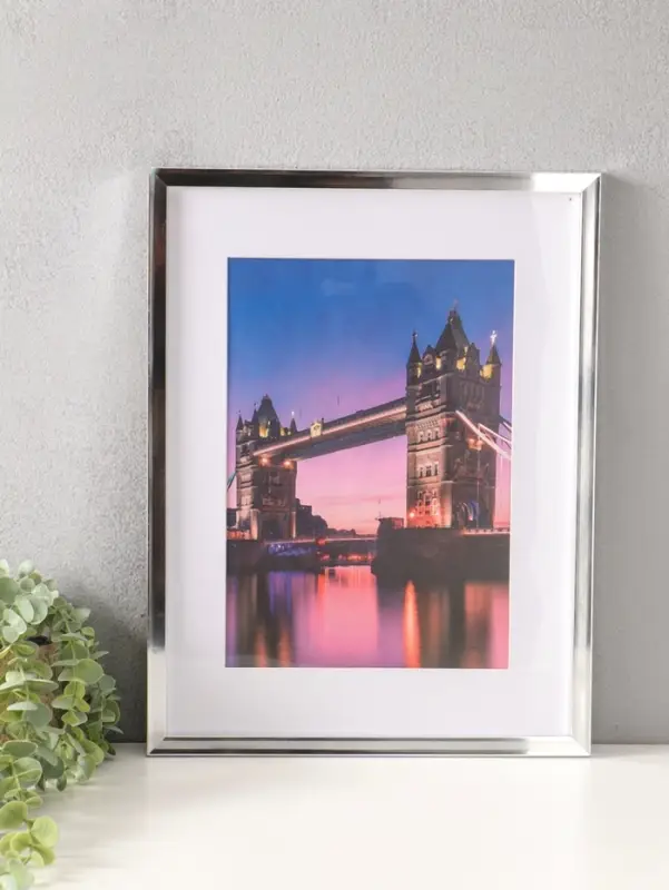 Фоторамка для фото 30х40 см, с паспарту 21х30 см, Lumo, серебро