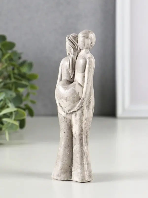 Фигура гипс Фигура гипс "Пара сердце" 14х4,5 см, под камень