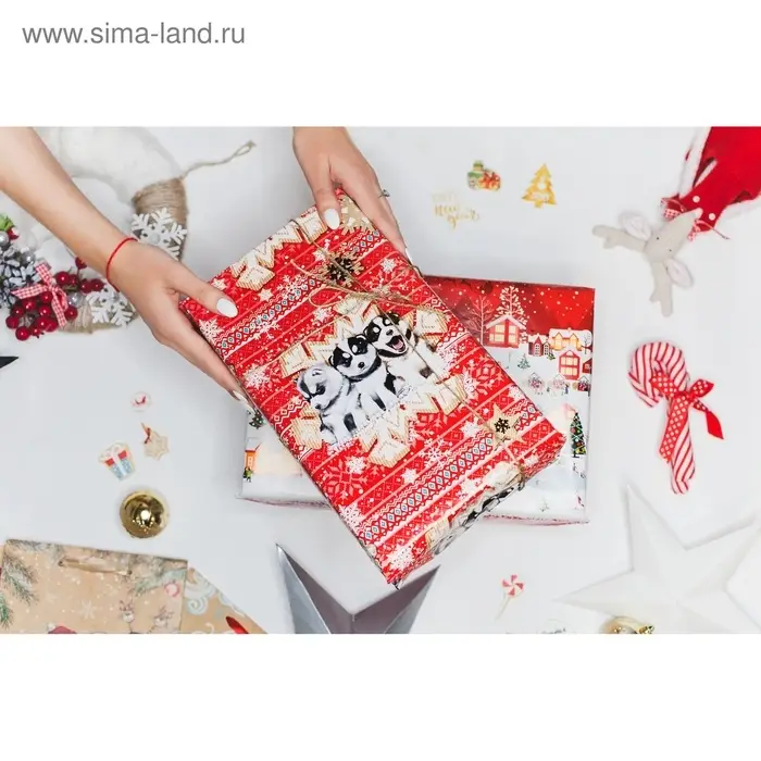 Упаковочная бумага на Новый год &laquo;А в городе зима&raquo;, 70&times;100 см, глянцевая