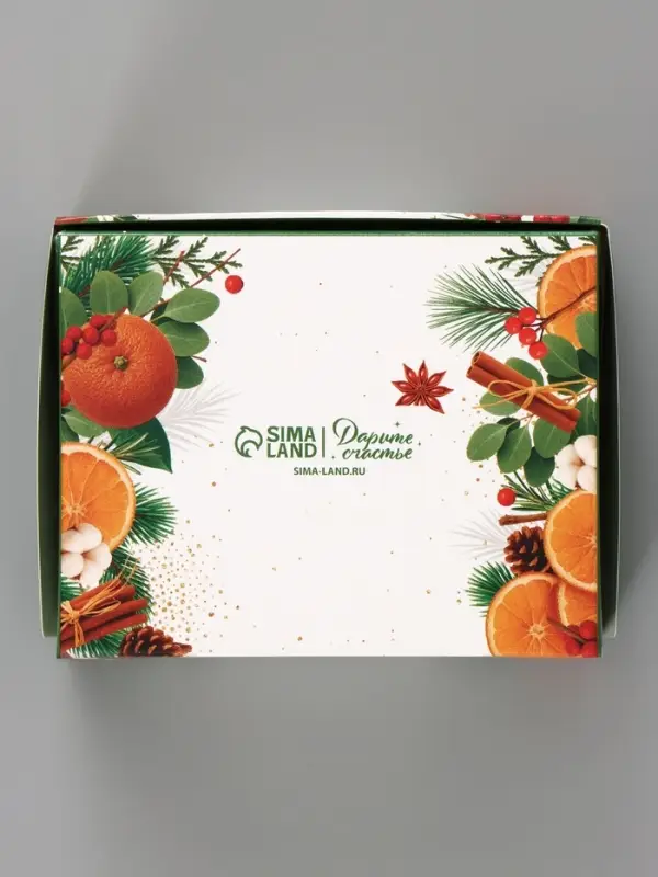 Коробка подарочная новогодняя, складная 10&times;8&times;3.5 см &laquo;Мандарины&raquo;