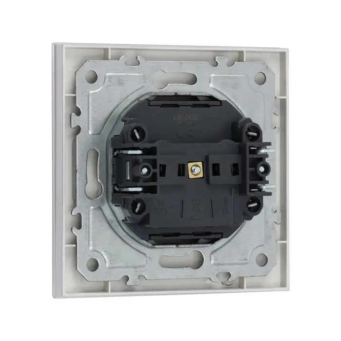 Розетка TOT Matte Glass, 10 А, стекло, скрытая, одноместная, без заземления, серебристая