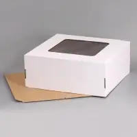 Коробка для торта, с окном, белая, 50&times;50&times;20 см