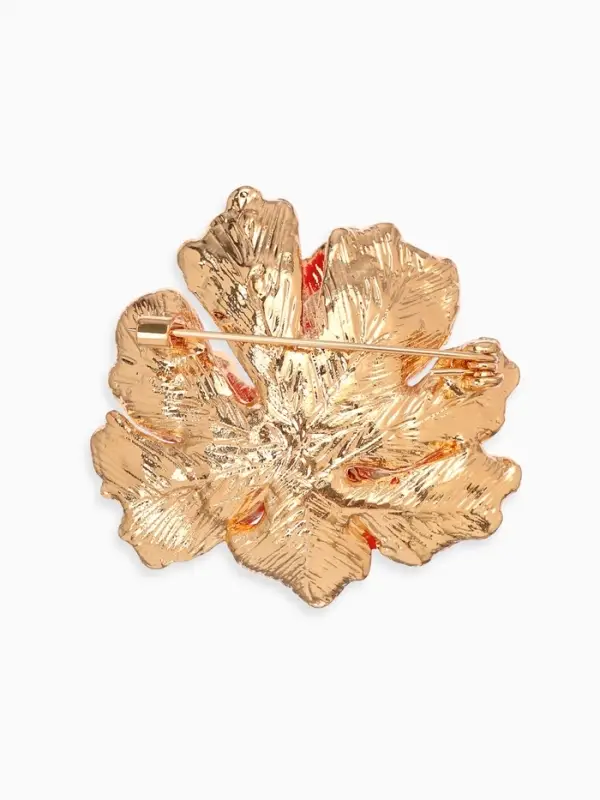 Брошь &laquo;Цветок Морской&raquo;, красная, белый в золоте