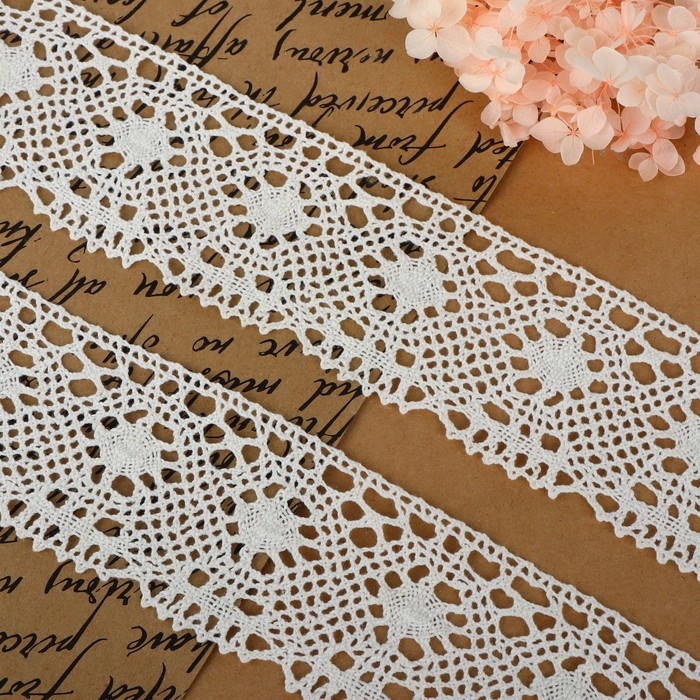 Кружево вязаное, 60 мм × 15 ± 1 м, цвет кипенно-белый Кружево вязаное, 60 мм × 15 ± 1 м, цвет кипенно-белый