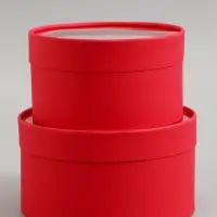 Набор подарочных коробок 2 в 1 круглых, красная, с окном, 21&times;11 - 18&times;10 см