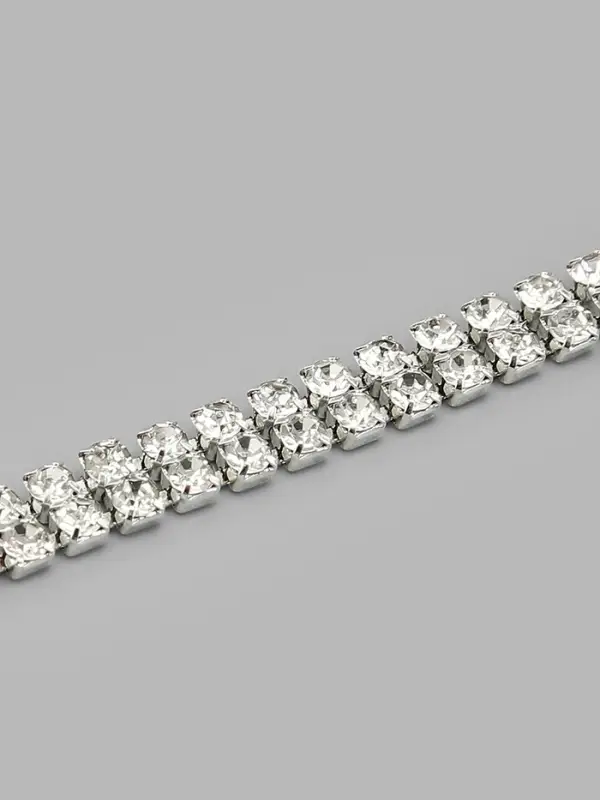 Цепь со стразами, 2 ряда, металл, стекло, 4 мм, 4.5&plusmn;0.5 м, цвет серебряный