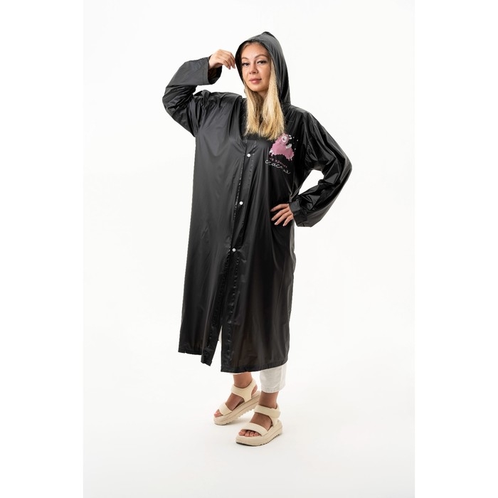 Дождевик взрослый плащ «На крыльях счастья», размер универсальный, размер 42-48, 60 х 110 см, цвет чёрный Дождевик взрослый плащ «На крыльях счастья», размер универсальный, размер 42-48, 60 х 110 см, цвет чёрный