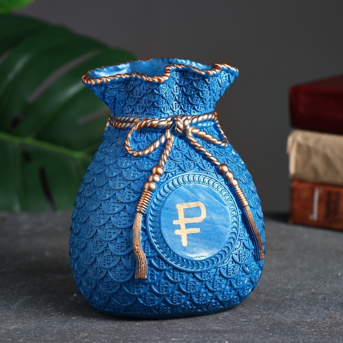 Копилка Копилка "Мешок денег" рубль золото, синий, 15 см