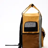 Рюкзак-переноска для кошек и собак, 30 х 21 х 41 см, серо-жёлтый