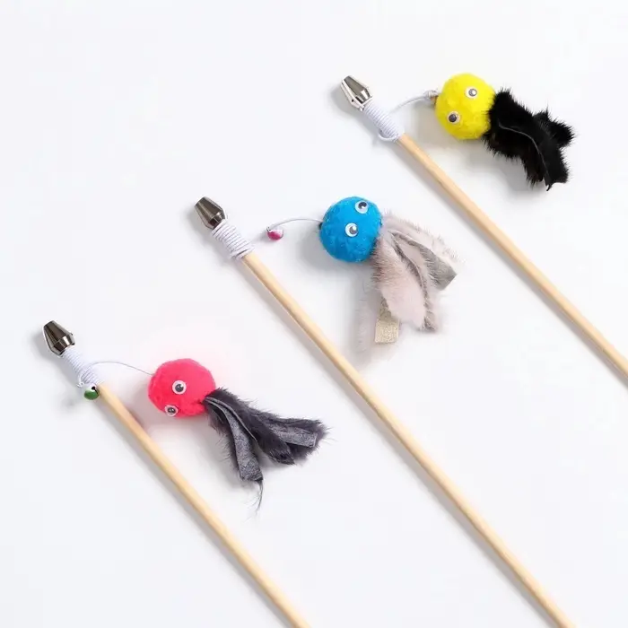 Дразнилка - удочка &laquo;Осьминожка с норкой&raquo;, на деревянной палочке, цвет МИКС