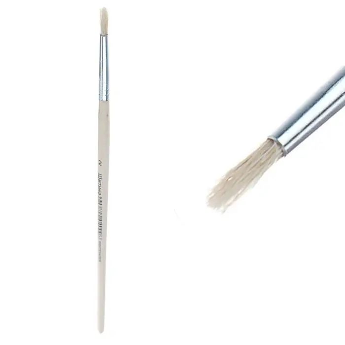 Кисть для рисования, щетина, № 2, круглая, деревянная ручка, международный размер