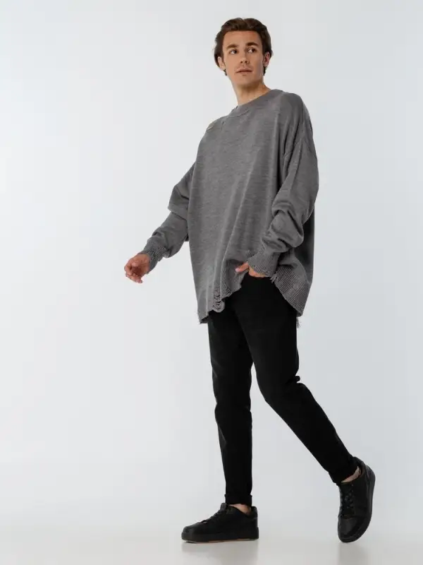 Джемпер оверсайз унисекс Grunge, серый, размер S/M