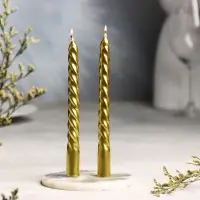 Свечи витые, 1.5&times;15 см, 2 шт., золотой металлик
