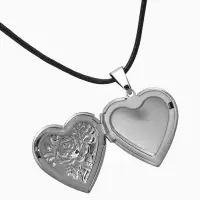 Кулон на шнурке &laquo;Для фото&raquo;, сердце с розой, цвет чернёное серебро на чёрном шнурке, 45 см