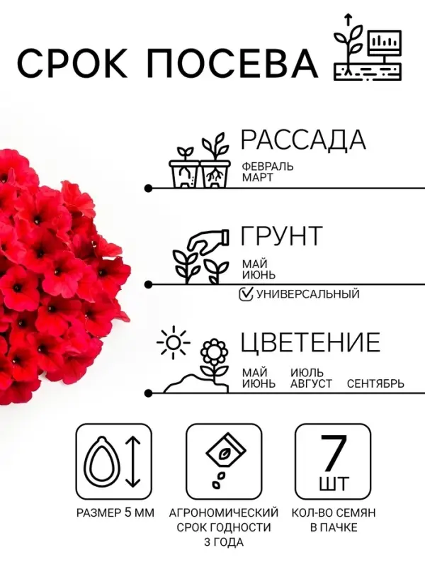 Семена цветов Петуния &laquo;Мамбо&raquo; F1 бургунди, многоцветковая, 7 шт.