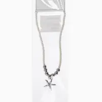 Кулон на шнурке &laquo;Морская звезда&raquo;, L=45 см, бело-серебристый