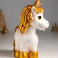 Копилка "Лошадь в кокошнике" 23х17,5х10 см, белый с золотом